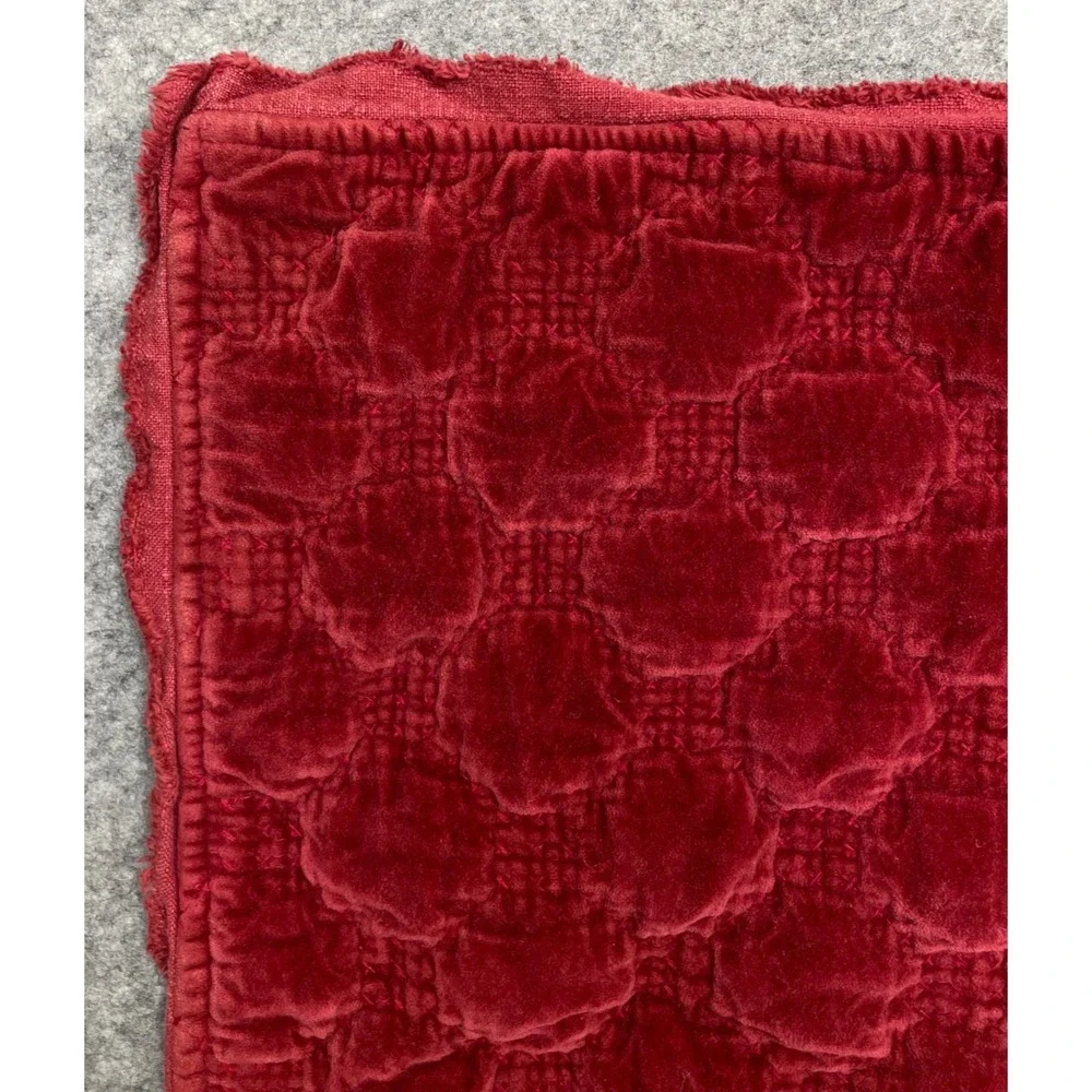 Pottery Barn Velvet Lattice Stitch Quilted King Pillow Sham Rust Red